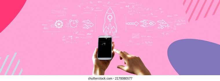 Rapid Growth Concept With Person Using A Smartphone