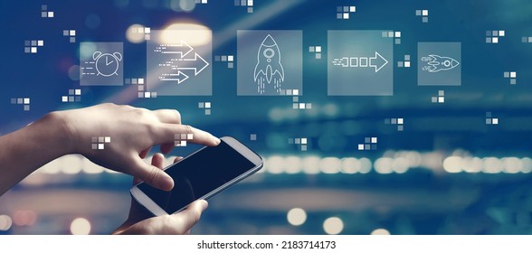 Rapid Growth Concept With Person Using A Smartphone