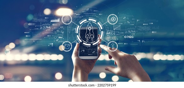 Rapid Growth Concept With Person Using A Smartphone