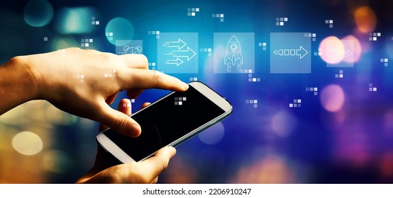 Rapid Growth Concept With Person Using A Smartphone