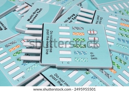 Rapid screen test panels for the detection of five common types of drugs. Healthcare and medical tests