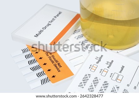 Rapid screen test panels for detection of six tipes of common drugs. Healthcare and medical tests
