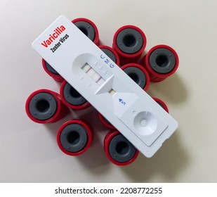 Rapid Test Cassette Or Device For Varicella Zoster Virus Test, Herpes Virus That Causes Chickenpox. Human Herpesvirus 3.