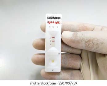 Rapid Test Cassette For KRAS Mutation Test For Lung Cancer. Showing Positive Result