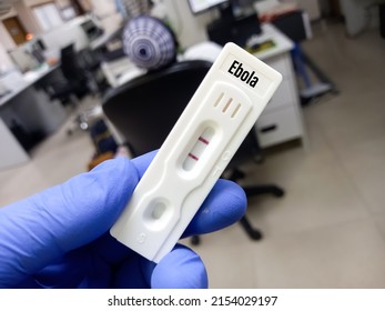 Rapid test device or kit for Ebola virus test to identify viral hemorrhagic fever, show positive result. Ebola is a rare and deadly disease.