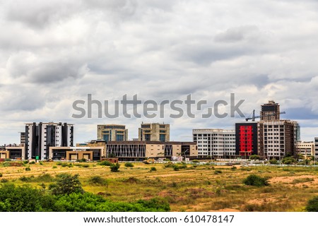 Rapidly developing central business district, Gaborone, Botswana, 2017