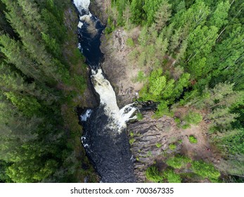 The Rapids On The Kivach Waterfall, The River Suna. Top View. Karelia, Russia