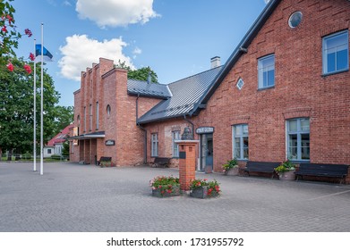 Rapla, Estonia - June 24,  2019: Rapla Cultural Center Is A House With Expressionist Architecture. 