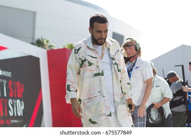 Rapper French Montana Attends The 2017 BET Experience 106 And Park Sound Stage At The Microsoft Center June 23rd, 2017 In Los Angeles, California -USA