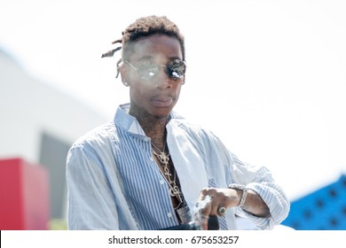 Rapper Wiz Khalifa  Attended And Performs At The 2017 BET Experience 106 And Park Sound Stage At The Microsoft Center June 23rd, 2017 In Los Angeles, California -USA