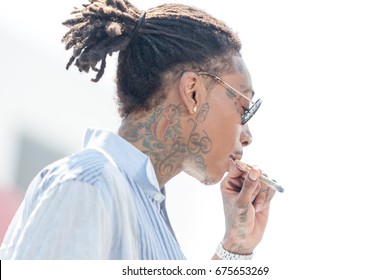 Rapper Wiz Khalifa  Attended And Performs At The 2017 BET Experience 106 And Park Sound Stage At The Microsoft Center June 23rd, 2017 In Los Angeles, California -USA