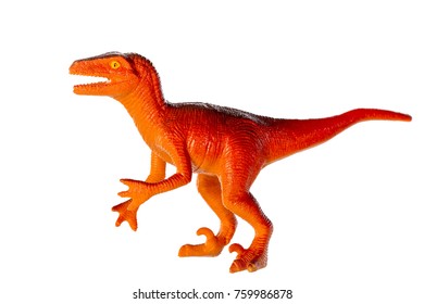 Raptor Dinosaurs Toy Isolated On White Background ,with Clipping Path 