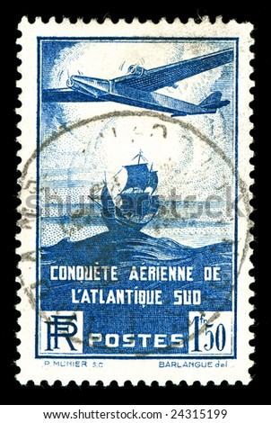 rare 1930s vintage French aircraft stamp