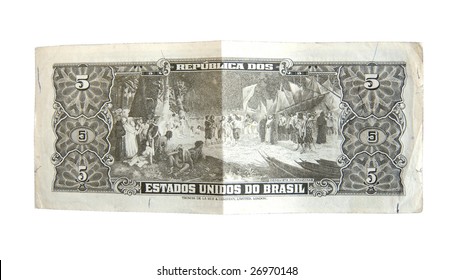 Rare Brazilian Cruzeiro Real Bills Isolated On White.