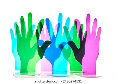 Rare Disease Day Background. Colorful hands on white background