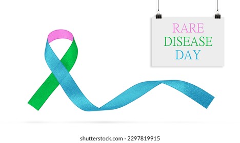 Rare Disease Day,Rare Disease Day Banner Background. Three-color ribbon for the world rare disease day on 28 of February. On a world map background.