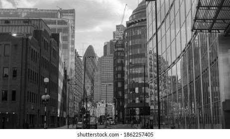 Rare Photo - Empty UK East London City Streets - Bishops-gate - Black And White - 04 March 2020