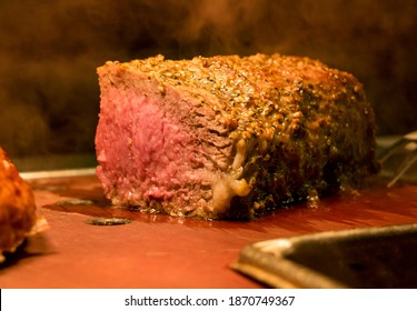 Rare Prime Rib Roast Carving