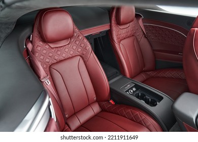 Rare Seats Inside Luxury Sport Car Red Leather Interior