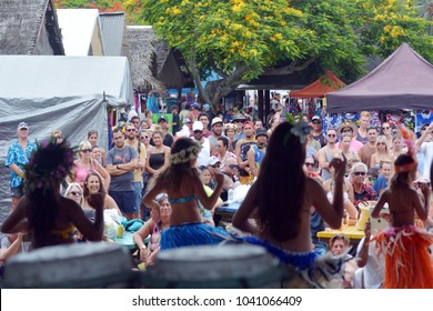 RAROTONGA - DEC 23 2017:Culture Show At Punanga Nui Market In Avarua Town, Cook Islands.It's One Of The Highly Regarded Traditional Markets In The South Pacific And Were Tourists Mix With The Locals.