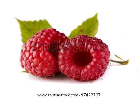 Rasberries on the white background