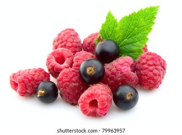 Raspberries And Black Current Close Up