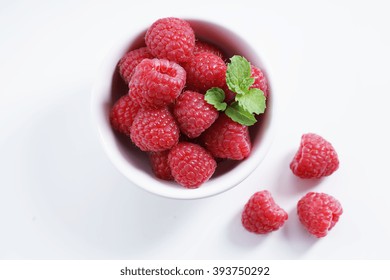 Raspberries. Fresh Berries On White Background