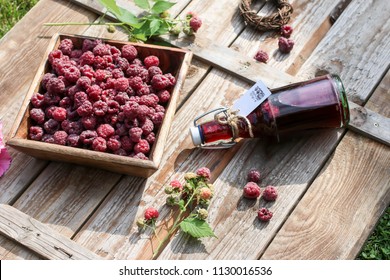 Raspberries And Homemade Raspberry Syrup