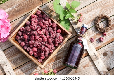 Raspberries And Homemade Raspberry Syrup