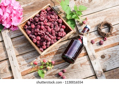 Raspberries And Homemade Raspberry Syrup