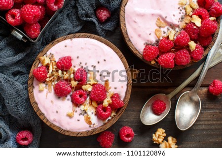 Similar – Image, Stock Photo Raspberries smoothie bowls