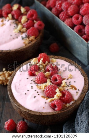 Similar – Image, Stock Photo Raspberries smoothie bowls