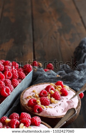 Similar – Image, Stock Photo Raspberries smoothie bowls