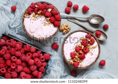 Similar – Image, Stock Photo Raspberries smoothie bowls