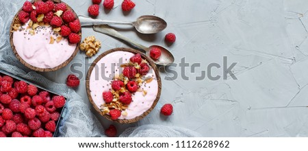 Similar – Image, Stock Photo Raspberries smoothie bowls