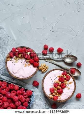 Similar – Image, Stock Photo Raspberries smoothie bowls