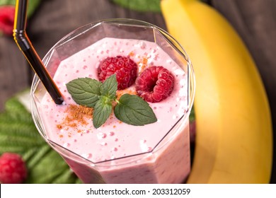 Raspberry Banana Smoothie Top View