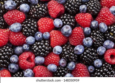 Raspberry, Blackberry And Blueberry Background