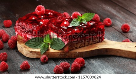 Image, Stock Photo cheesecake made of cottage cheese and strawberries