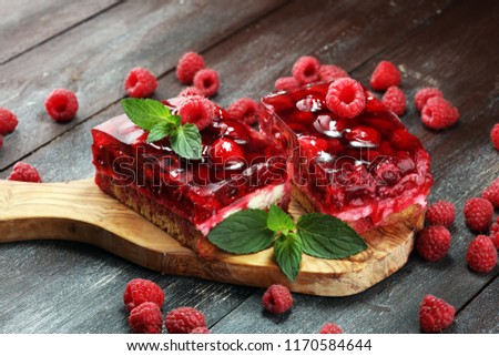 Similar – Image, Stock Photo cheesecake made of cottage cheese and strawberries