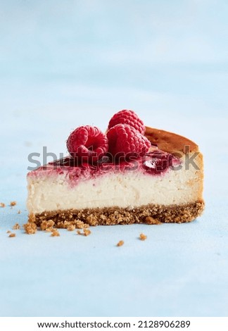 raspberry cheesecake in home kitchen 
