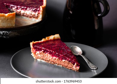 Raspberry coconut chocolate tart. Homemade pastries - Powered by Shutterstock