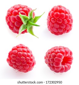 Raspberry. Fruit Isolated On White. Set