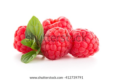Raspberry fruit isolated over white background