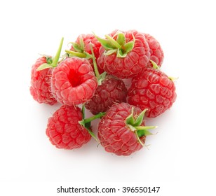 Raspberry Isolated On White Background. Top View.