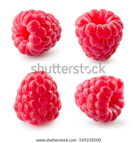 Raspberry isolated on white background. Collection.