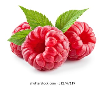 Raspberry with leaves. Raspberry isolated on white background. - Powered by Shutterstock
