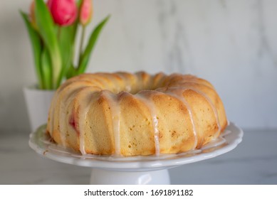 Raspberry Lemon Cake With Tulips