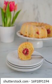 Raspberry Lemon Cake With Tulips