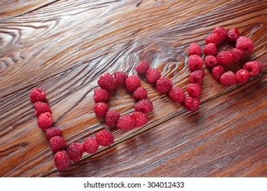Raspberry lined with the word love